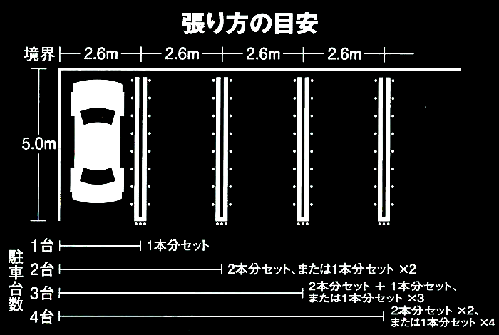 Glaken ブーブーライン（ロールタイプ） 4cm幅 白 50m巻 BBL4-50 （釘別売り） [駐車場駐 輪場専用ラインテープ 駐車場ライン引き] - 4